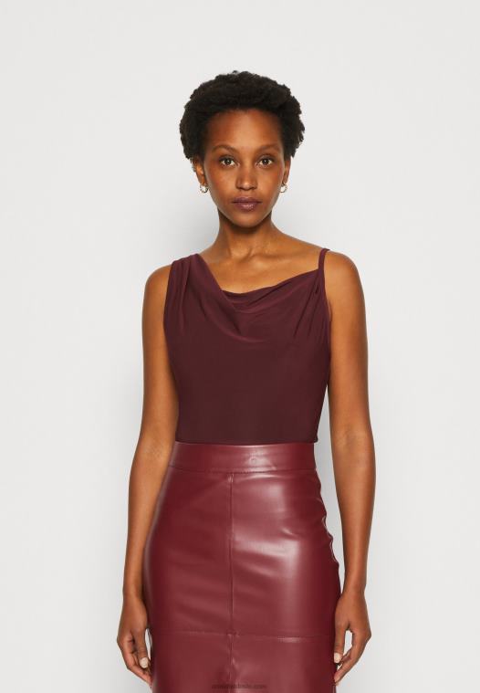 Anna Field kvinner topp mørk rød P266L417