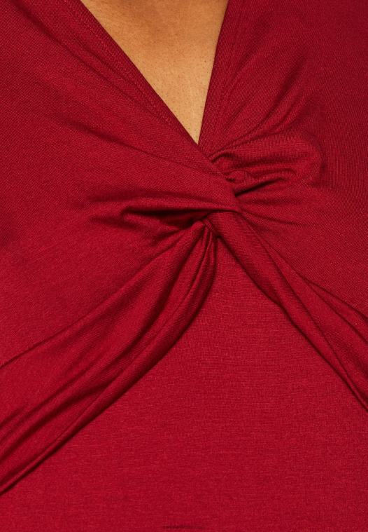 Anna Field kvinner topp mørk rød P266L480