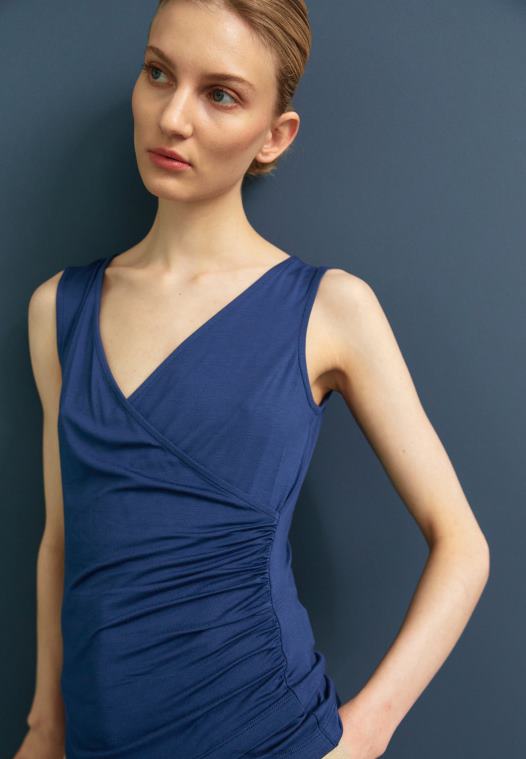 Anna Field kvinner topp mørkeblå P266L441