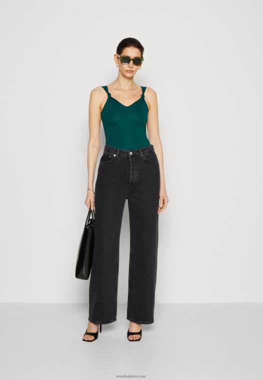 Anna Field kvinner topp mørkegrønn P266L490