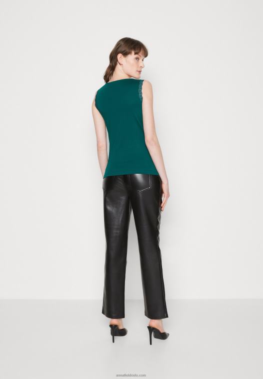 Anna Field kvinner topp mørkegrønn P266L499