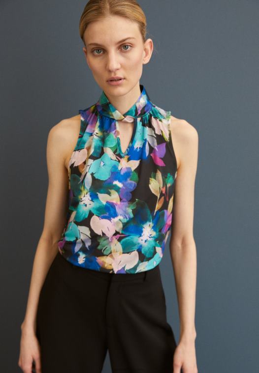 Anna Field kvinner topp nblå/lilla P266L505