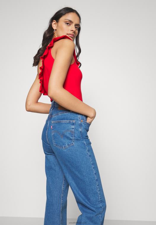 Anna Field kvinner topp rød P266L473