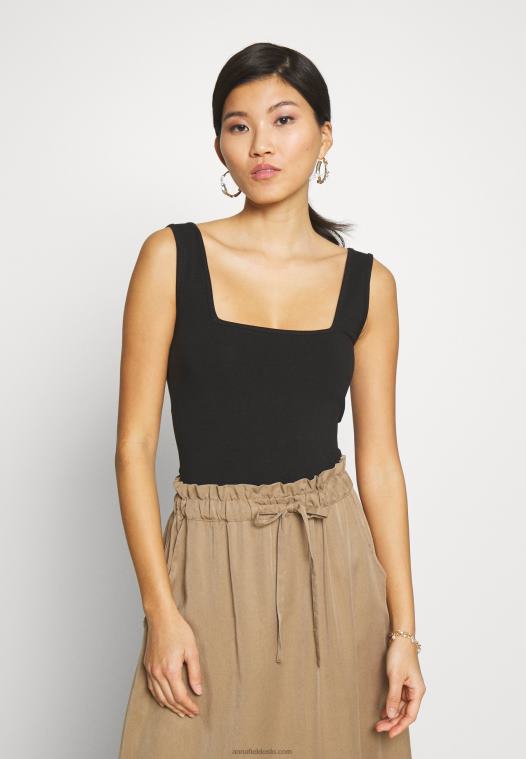 Anna Field kvinner topp svart P266L384