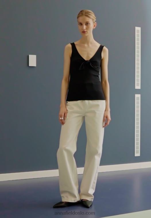 Anna Field kvinner topp svart P266L400