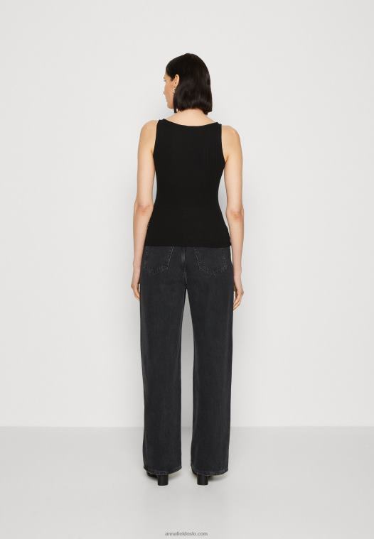Anna Field kvinner topp svart P266L406