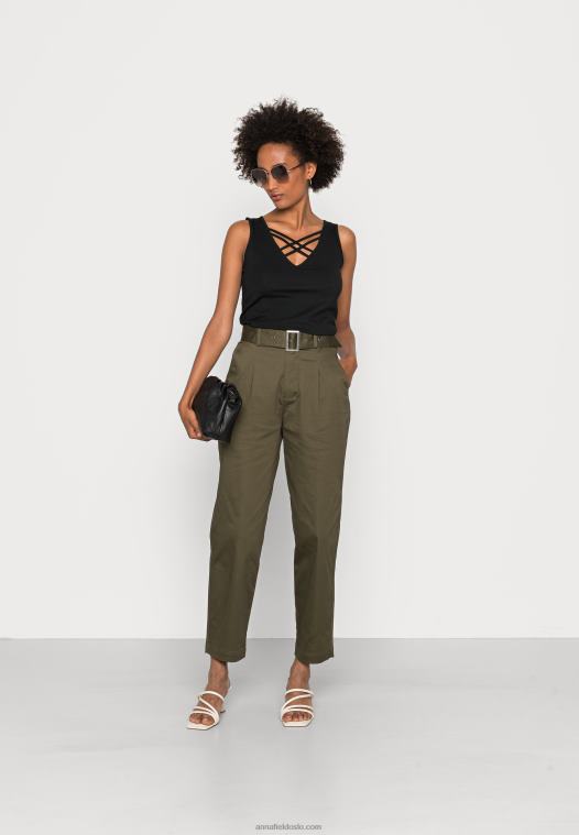 Anna Field kvinner topp svart P266L423