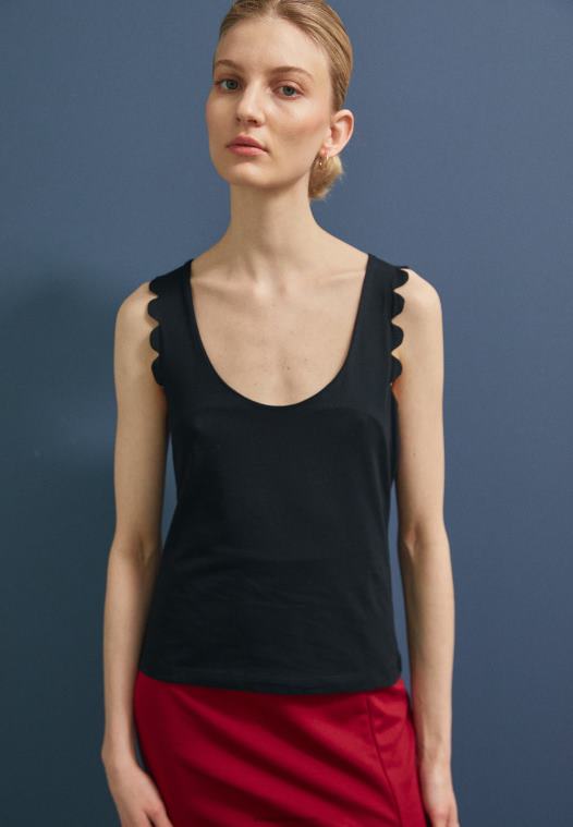 Anna Field kvinner topp svart P266L439