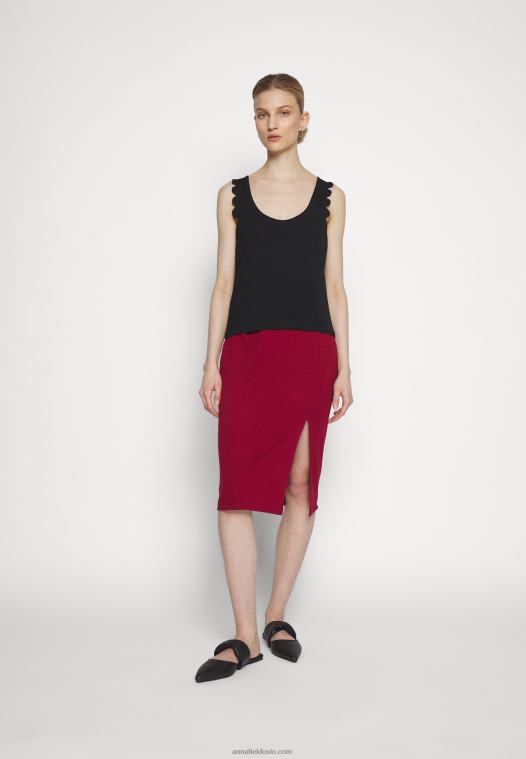 Anna Field kvinner topp svart P266L439