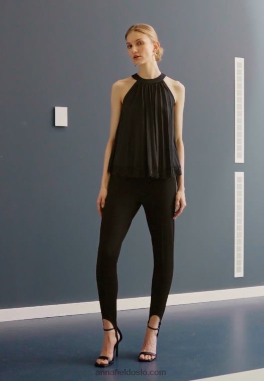 Anna Field kvinner topp svart P266L457