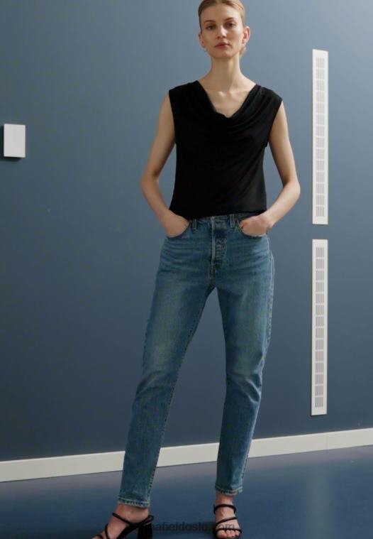 Anna Field kvinner topp svart P266L459