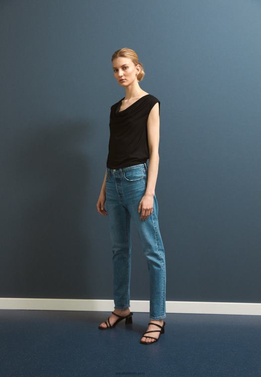 Anna Field kvinner topp svart P266L459