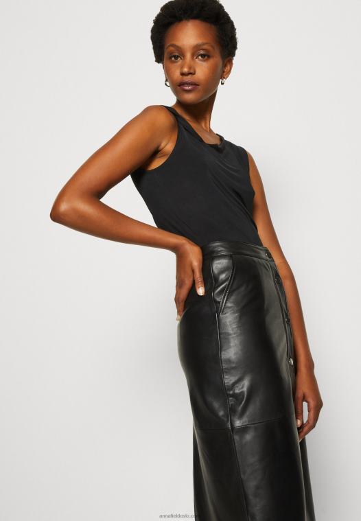 Anna Field kvinner topp svart P266L474