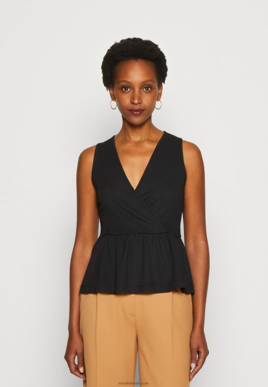 Anna Field kvinner topp svart P266L488
