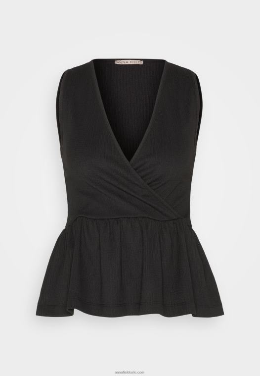 Anna Field kvinner topp svart P266L488
