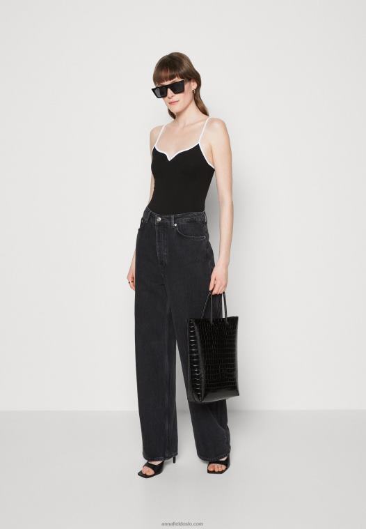 Anna Field kvinner topp svart P266L503