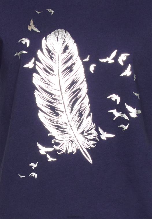 Anna Field kvinner trykk blå t-skjorte P266L319