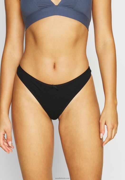 Anna Field kvinner 10 pakke thong svart P266L982