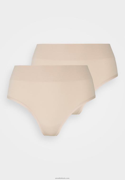 Anna Field kvinner 2p høy midje thong string beige P266L1015