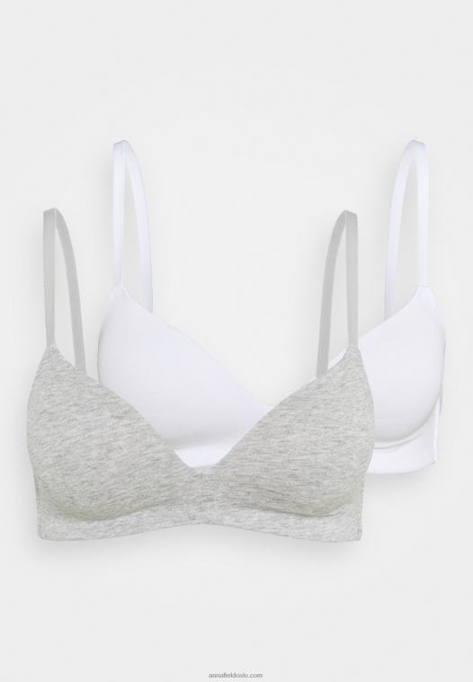 Anna Field kvinner 2pp georgia bh t-skjorte bh grå/hvit P266L946