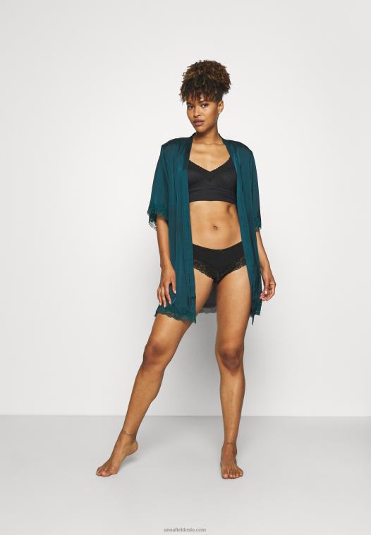 Anna Field kvinner 5-paks bomulls- og blondetruser svart P266L954