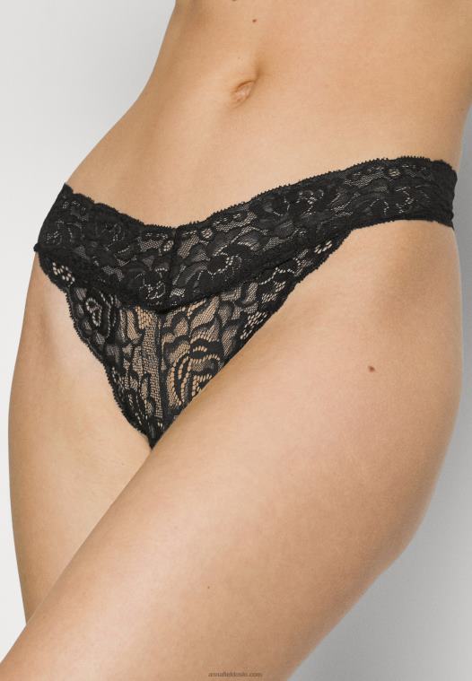 Anna Field kvinner 5-paks svart thong P266L1003