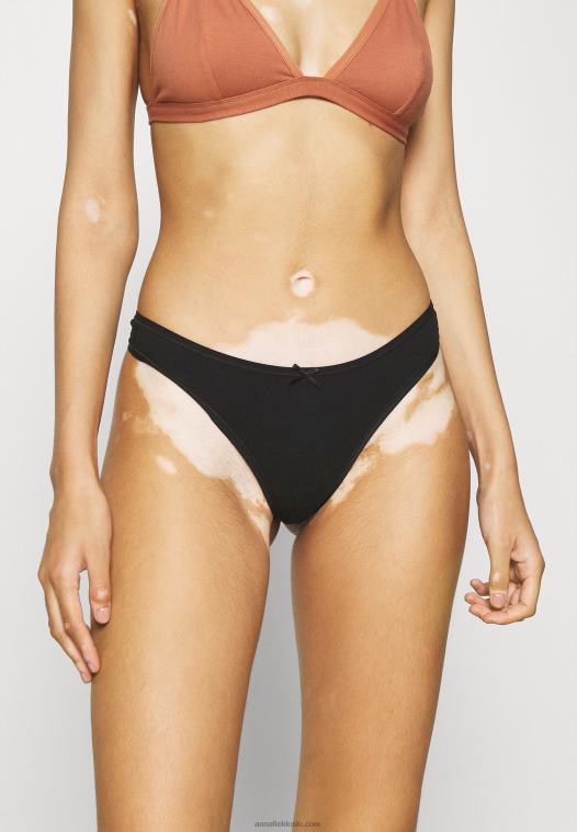 Anna Field kvinner georgina 7-seks thong bomull string svart P266L977