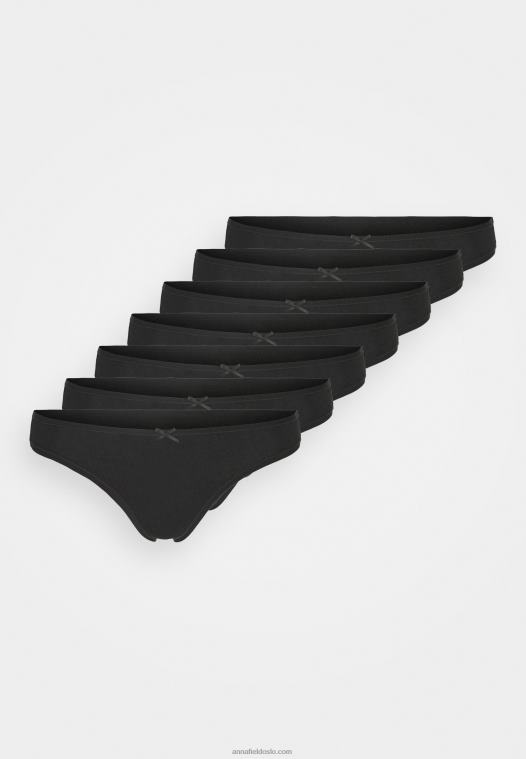 Anna Field kvinner georgina 7-seks thong bomull string svart P266L977
