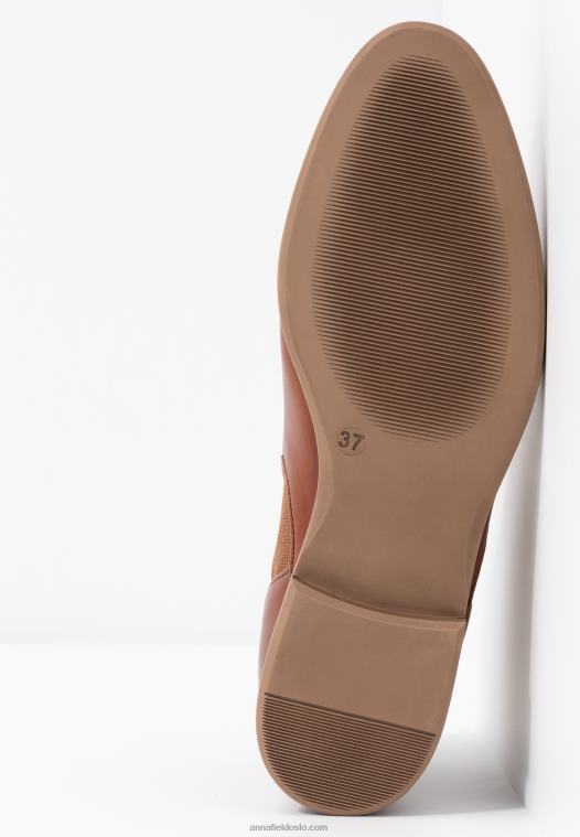 Anna Field kvinner ankelstøvletter i lær konjakk P266L1905