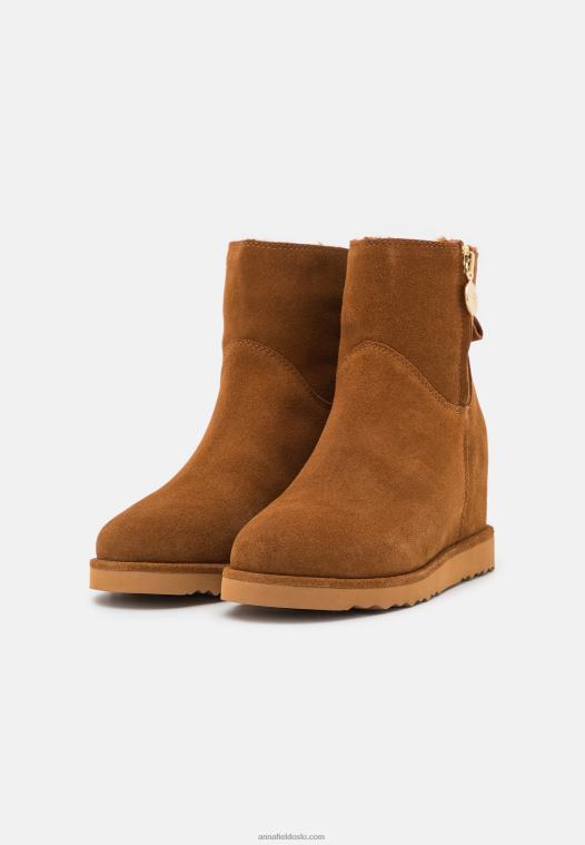 Anna Field kvinner ankelstøvletter i skinn konjakk P266L1916