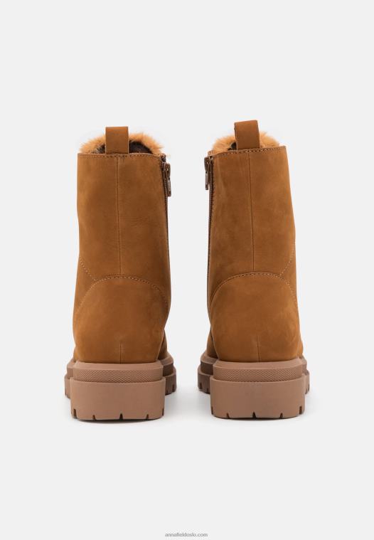 Anna Field kvinner ankelstøvletter i skinn konjakk P266L2037