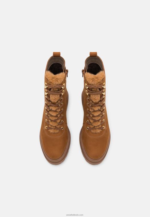 Anna Field kvinner ankelstøvletter i skinn konjakk P266L2037