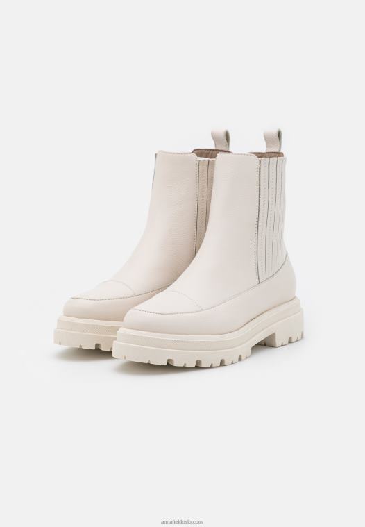 Anna Field kvinner ankelstøvletter i skinn off-white P266L2055