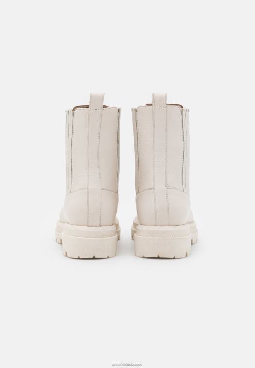 Anna Field kvinner ankelstøvletter i skinn off-white P266L2055