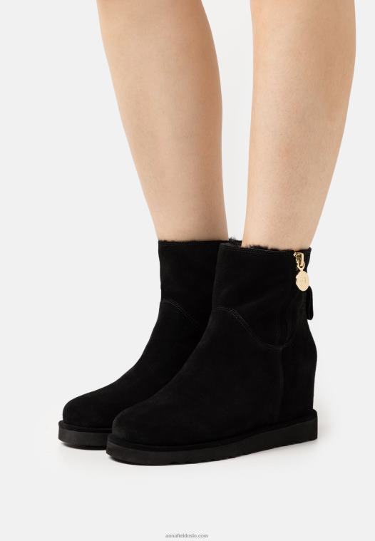 Anna Field kvinner ankelstøvletter i skinn svart P266L1911