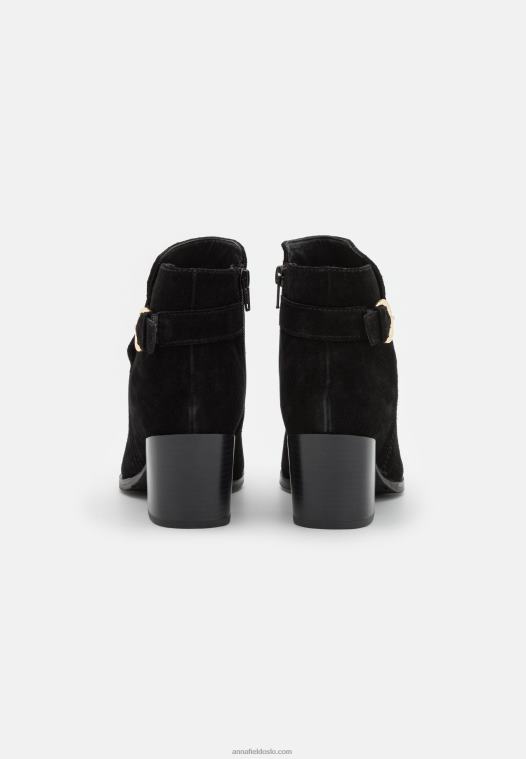 Anna Field kvinner ankelstøvletter i skinn svart P266L1964