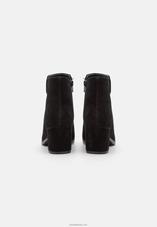 Anna Field kvinner ankelstøvletter i skinn svart P266L1978