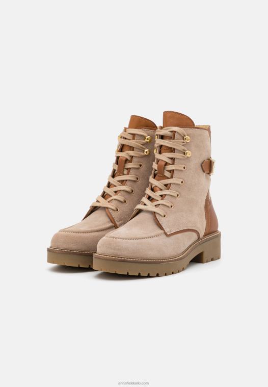 Anna Field kvinner ankelstøvletter med snøre i lær taupe P266L2022