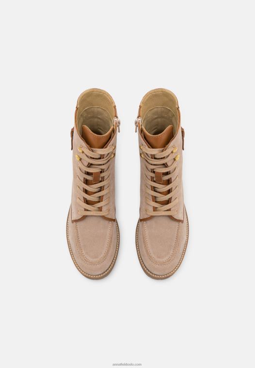 Anna Field kvinner ankelstøvletter med snøre i lær taupe P266L2022