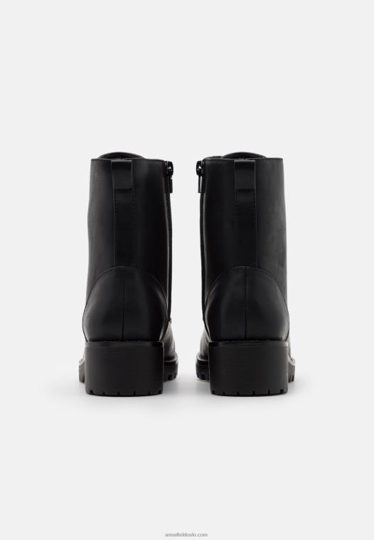 Anna Field kvinner ankelstøvletter med snøre svart P266L2013