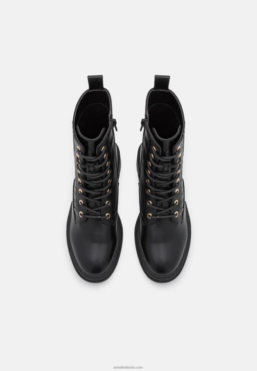 Anna Field kvinner ankelstøvletter med snøre svart P266L2027