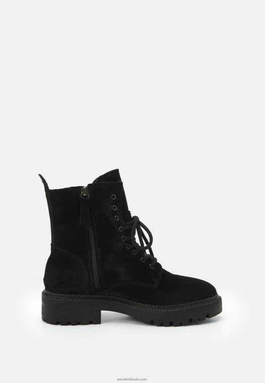 Anna Field kvinner ankelstøvletter med snøre svart P266L2038