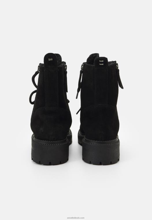 Anna Field kvinner ankelstøvletter med snøre svart P266L2038