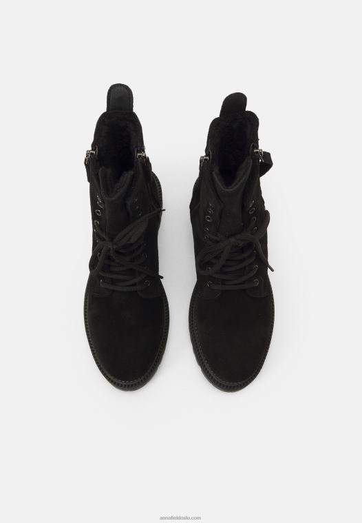 Anna Field kvinner ankelstøvletter med snøre svart P266L2038