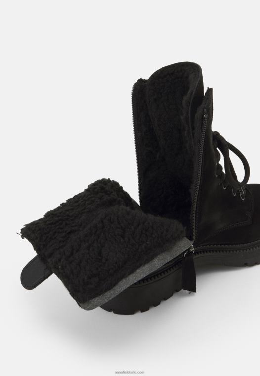 Anna Field kvinner ankelstøvletter med snøre svart P266L2038