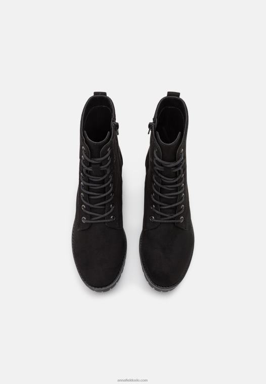 Anna Field kvinner ankelstøvletter med snøre svart P266L2045