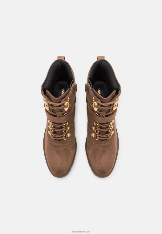 Anna Field kvinner ankelstøvletter med snøring i taupe P266L1907