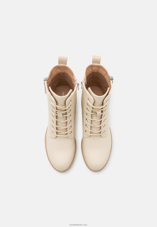 Anna Field kvinner ankelstøvletter med snøring off-white P266L2043