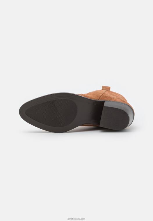 Anna Field kvinner cowboy/sykkelstøvlett i skinn konjakk P266L2049