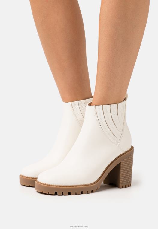 Anna Field kvinner høyhælte ankelstøvletter hvite P266L1960